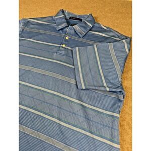 Nike Fit Dry Tiger Woods Collection Mens Blue Green Striped Golf Polo Size Large